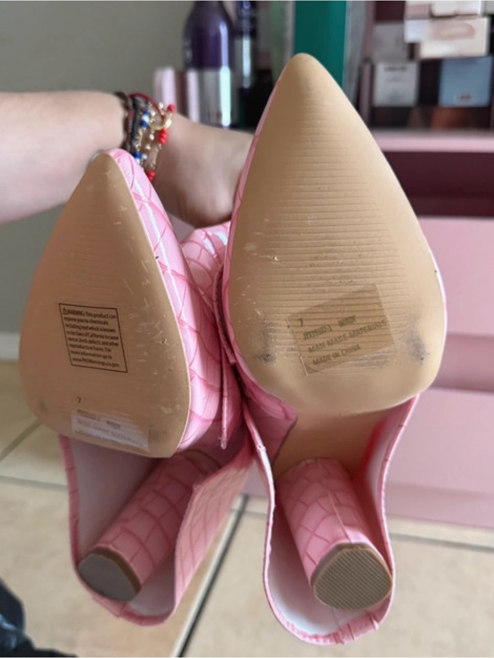 Pink Croc-Embossed Knee Boot - Women - Picture 3 of 6